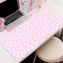1PC Thick Durable Light Pink Leopard Print Keyboard Leather Mouse Pad Non-Slip Base Gaming Smooth Stain Resistant Surface Leather Desk Mat Birthday Gift For Gamers Students Professionals Office Home Desktop Laptop Minimal Design - View 3