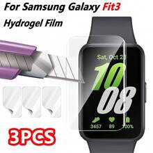 3PCS Compatible With Samsung Galaxy Fit 3 Anti-Scratch Screen Protector Soft Hydrogel Film HD Clear Flexible Skin Shield Full Coverage Durable TPU Film Case Protective Cover Watch Accessories - 3 Pieces Of Hydrogel Film - View 2