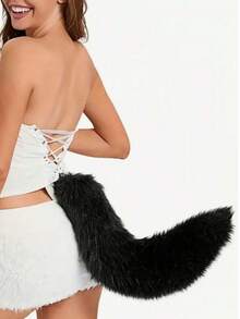 2pcs Women's Fox Tail Costume Set, Cute Polyester Faux Fur Tail, Realistic Plush Texture, Suitable For Cosplay, Party And Theme Events, Theme Event Accessories, Fun Design, Durable Headband, Halloween Fox Tail Costume - Multicolor - View 7