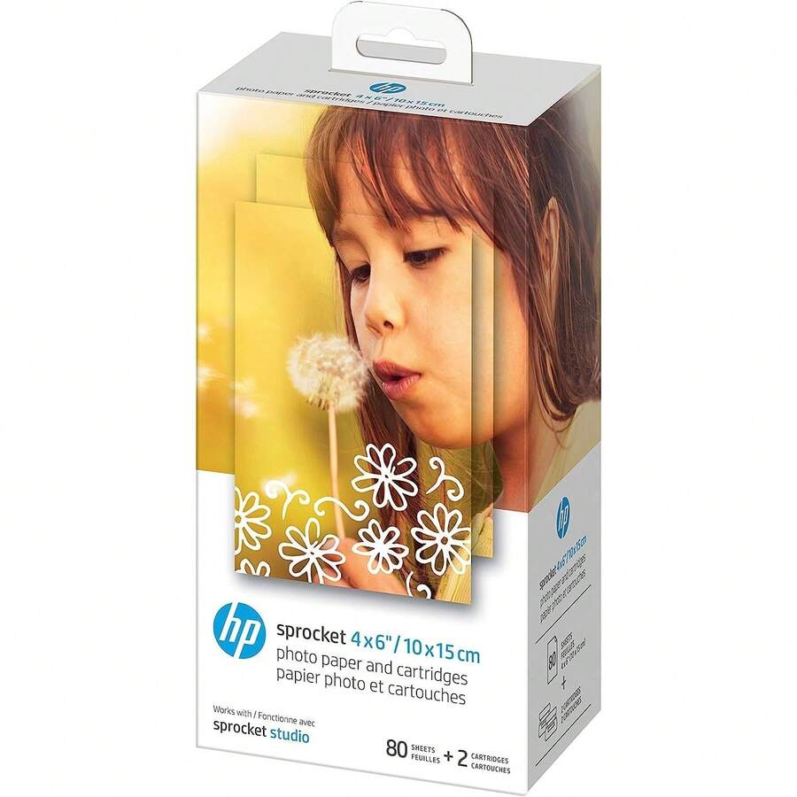 HP Sprocket Studio 4x6" Photo Paper & Cartridges (80 Sheets - 2 Cartridges) Compatible With HP Sprocket Studio - 2 Sets - View 1