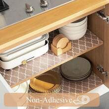 A Roll Of Shelf Liners And Drawer Liners, Various Lengths Of Non-Slip Kitchen Cupboard Mats, Non-Stick, Waterproof And Durable EVA Liners With Patterns, Suitable For Shelves, Fridge, Cupboards And Storage, 11.81 Inches Wide - Multicolor - View 2