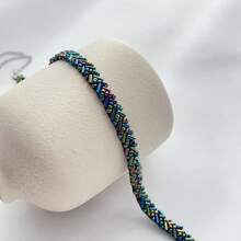 1pc Fashionable Minimalist Versatile Personalized Handmade Beaded Magnetic Choker Iridescent Neck Strap Necklace Women Accessory Decoration Suitable For Daily Wear - Black - View 7
