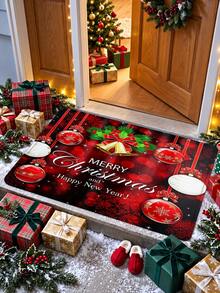 1pc 3D Anti-Slip Christmas Bell & Colorful Ball Floor Mat, Christmas Blessing Holiday Decor Essential, Suitable For Entryway, Study, Bedside, Floor Mat, Outdoor, Easy To Clean, Anti-Slip, Quick Dry, All Season Use, Washable - A - View 6
