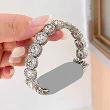 1PC Elastic Rope Colorful Rhinestone Metal Bracelet Watch Band, Luxury High-End Replacement Strap Compatible With Xiaomi Band 8/9/10 NFC, Women's Glamorous Rhinestone Bracelet Style Watch Band - Silver - View 7