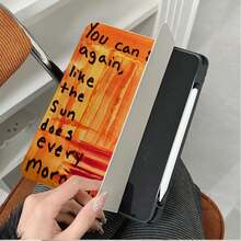 1pc Orange Sunset Handwritten Inspirational Quote Print Tablet Case With Pen Slot, Multi-Angle Magnetic Stand With Auto Sleep/Wake,Tablet Case Compatible With IPad PRO/AIR, Compatible With SAMSUNG,Compatible With XIAOMI Pad 5/6/7,Compatible With Huawei Matepad - Multicolor - View 7