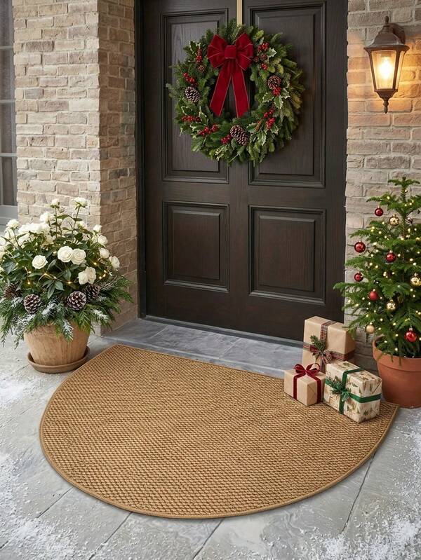 1pc Half-Circle Pineapple Doormat, Thickened Faux Jute Carpet, Washable Bottom, Kitchen Thick Carpet, Decorative Carpet, Ins Style Carpet, Shower Mat, Home Decor Room Supplies, Living Room Carpet, Bedroom Carpet, Entrance Mat, Kitchen Carpet, Bathroom Carpet, Study Room Carpet