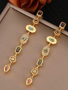 Fashion Zirconium Dangle Earrings With Retro Charm - Women's Ear Studded Earrings - Earring - View 7
