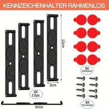 4 Sets EU Standard License Plate Holders, 520x110mm Universal License Plate Frame For Front And Rear European License Plates (Except Austria), ABS Material Car Registration Plate Replacement, Stable Anti-Vibration, Easy Installation, Secure Fit, Includes Screws And Adhesive Pads - XC-w319 - View 3
