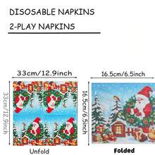 20pcs Vintage Santa Claus Napkins, Christmas Tree & Gift Pattern, Christmas Theme Western Banquet Decoration Paper - Regular Model - View 5