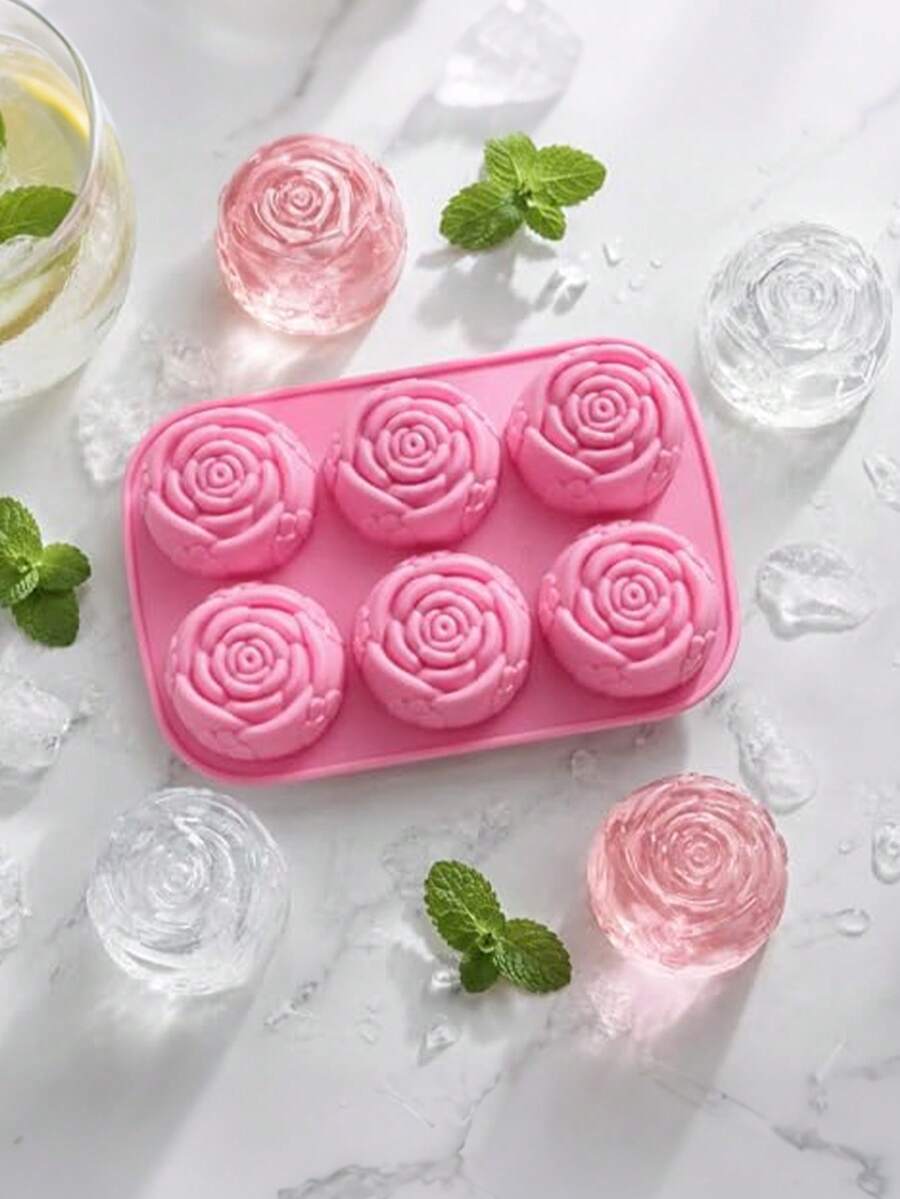 6-Cavity Rose Silicone Baking Mold, 3D Flower Cake Mold For Chocolate, Mousse, Jelly, Pudding, Candy, Mini Cakes And Desserts, DIY Home Baking Tool For Birthday Parties, Afternoon Tea And Special Occasions