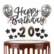 黑色鑽石女王皇冠數字生日蠟燭 0-9，亮片蛋糕裝飾插牌，生日派對裝飾 - 彩色 - 查看 2