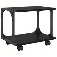 Soporte para impresora vidaXL, roble negro, 41 x 28 x 33,5 cm - Negro - Ver 2