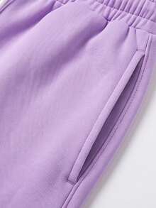 KyrLssu Pantalon de jogging femme à taille élastique avec cordon de serrage, couleur unie, coupe ample, ourlet resserré, poches latérales, pantalon décontracté pour le quotidien et la détente - Prune - Voir 6