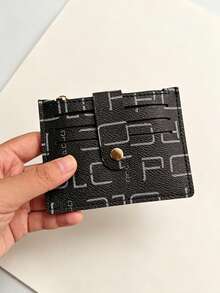 Letter Print Slim Card Holder, Portable Small Card Wallet, Coin Purse, Key Ring Card Holder - Multicolor - View 6
