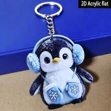 1pc Cute 2D Acrylic Penguin Keychain/Keyring - Decorative Item, Featuring Whimsical Christmas Design, Perfect For Friends Who Love Decorating Their Space, Ideal For Home And Holiday Decoration - Multicolor - View 9