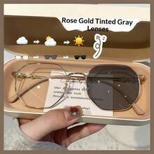 A Pair Of Cat-Eye Metal Stylish Sexy Solid Color Photochromic Glasses, Suitable For Daily Use - Clear - View 10