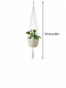 Jute Crochet Long Plant Hanging Basket, Suitable For 3-12 Inch Flower Pots, Woven Plant Hanging Rope With S-Hook, Home Decor - A - View 9