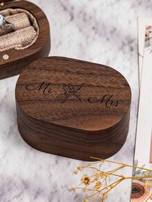 Customizable Personalized PU Leather Ring Box, Dual Slot Design, Soft Fabric Lining, Suitable For Wedding Proposal Anniversary, Couple Valentine's Day Anniversary Gift - Multicolor - View 5
