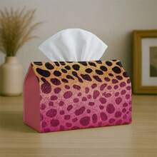 1pc Tissue Box Cover, Pink Leopard Print Texture - Soft Animal Print, Durable Polyester Fabric, Multi-Functional Napkin Holder, Suitable For Home, Car And Party Decoration, Tissue Box Cover, Napkin Holder, Tissue Box Sleeve - A - View 6