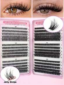 Mixed Style Self-Adhesive False Eyelash Clusters, Fluffy Type, 8-16mm Mixed Length, Fluffy Single Eyelash, Self-Adhesive DIY False Eyelash Extension, Cluster False Eyelashes, Natural Long D-Curl Eyelash Clusters, False Eyelashes - D - View 12