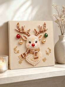 Handmade Pearl Painting Set, Cartoon Elk Design, Full Set Of Hand Tools, Latest Picture Frame Art, Christmas Gifts. - A - View 4
