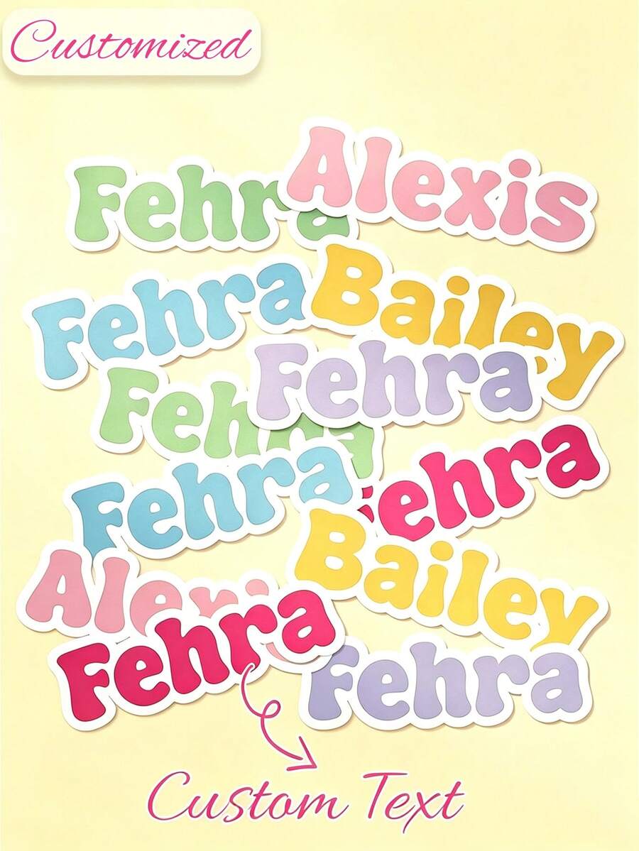 Personalized Name Stickers, Customizable Colorful Stickers, Suitable For Water Bottle, Gift Box Decoration, Multi-Functional Fashion Stickers - Multicolor - View 1