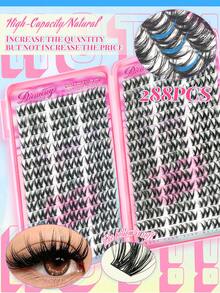 288 Pcs Bulu Mata Palsu Cluster D Curl Alami dan Fluffy, Set Ekstensi Bulu Mata Individu DIY untuk Pasang Sendiri, Kapasitas Besar, Lembut dan Bersegmen, untuk Pemula Makeup - C - View 6