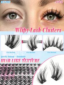 288 Pcs Bulu Mata Palsu Cluster D Curl Alami dan Fluffy, Set Ekstensi Bulu Mata Individu DIY untuk Pasang Sendiri, Kapasitas Besar, Lembut dan Bersegmen, untuk Pemula Makeup - C - View 2