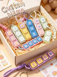 Personalized Name Push-Button Keychain–Custom Name Keychain With Mechanical Keyboard Switch Fidget Charm (Includes Keycap) – Satisfying Tactile Click - Multicolor - View 4
