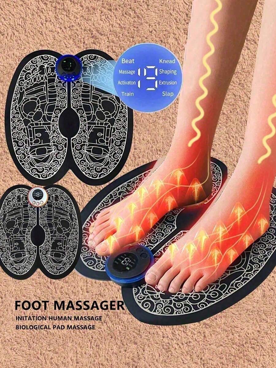 AXH New Rechargeable Electric Foot Massager Pad - Promotes Blood Circulation, Relaxes Muscles - Perfect Control Mat Suitable For Both Men And Women