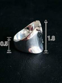 925 Sterling Silver Plated Ring, Women's Couple Minimalist Handmade Oversized Ring, Party Jewelry Gift - Silver - View 5
