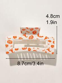 4pcs Halloween Ghost Pumpkin Spider Print Square Hair Claw Clips Party Atmosphere Festival Hair Accessories - Multicolor - View 3