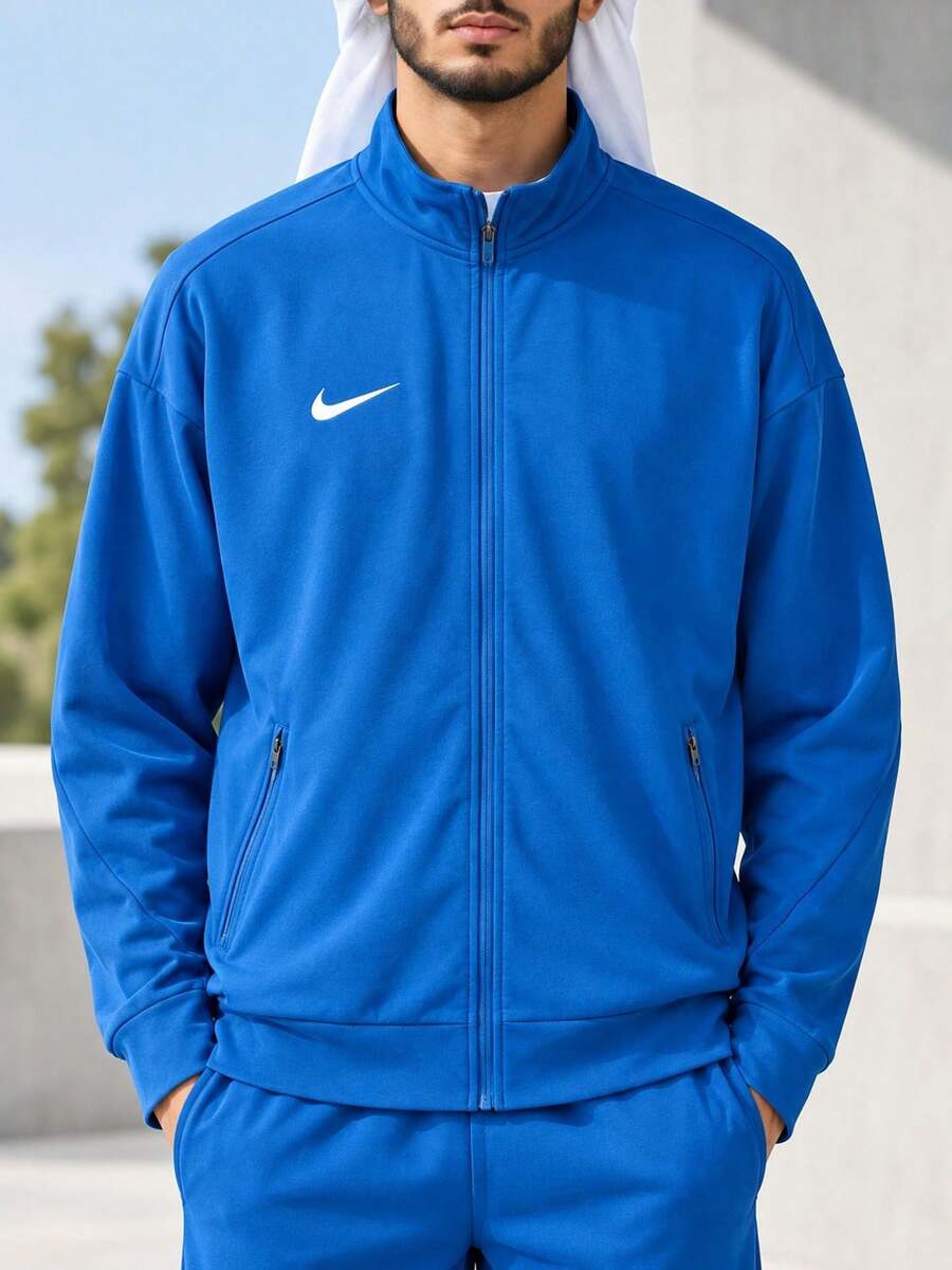 Nike 男士運動針織夾克外套 戶外旅行休閒運動外套 IR8421-463 - 藍色 - 查看 1