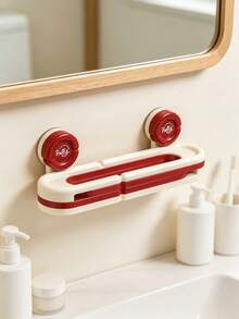 1pc Wall Mounted Slipper Rack, No Drill Suction Cup Bathroom Shoe Holder, Multifunctional Towel & Slipper Storage Organizer, Foldable Plastic Hanging Rack, Space Saving Bathroom Accessory, Quick Drying Design, Keep Bathroom Tidy For Shower Room - Multicolor - View 7