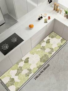 1pc Mori Style Light Green Hand-Painted Floral Diatomaceous Earth Mat, Rubber Non-Slip Bottom Oil-Resistant, 3.5mm Cuttable, Fresh Plant Style, Kitchen Countertop Multi-Scene Absorbent Decorative Pad - Multicolor - View 18