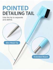 3-In-1 Eyebrow Brush & Comb, Multi-Function Long Handle Makeup Brush, Dual-Head Design Eyebrow Shaping & Grooming Brush, Stiff Bristle Eyebrow Brush For Grooming & Shaping, Fine-Tooth Comb For Smoothing Eyebrow Gel & Powder, Metal Pointed Tail For Hair Parting & Highlights Styling, Portable Makeup Tool, Multi-Color Eyebrow Styling Accessory, Birthday Gift, Halloween, Thanksgiving, Christmas - D - View 6