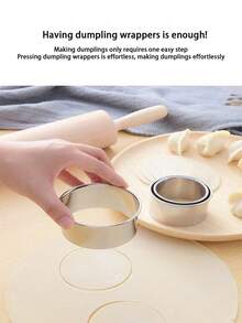 3pcs Stainless Steel Round Cookie Cutter Dumpling Filling Set Dumpling Skin Cutting Mold With Embossed Pattern Kitchen Gadget - View 2