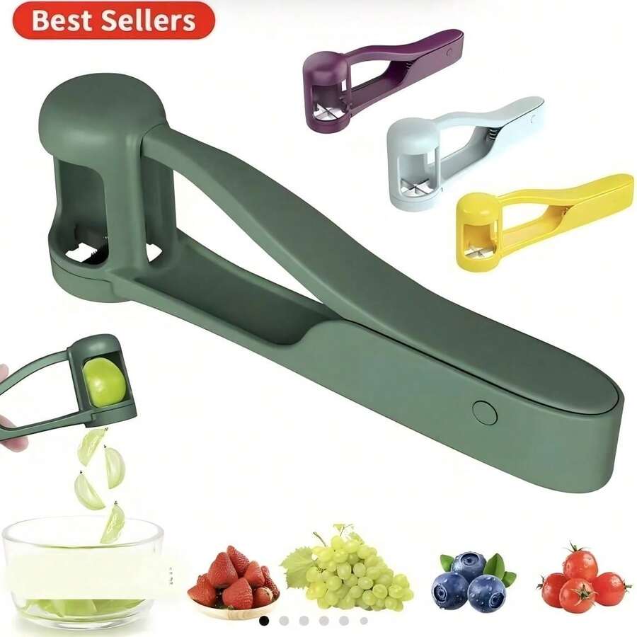 1pc Lightweight Grape Slicer, Ring-Shaped Non-Slip Fruit Separator With Smooth Grip Handle, Kitchen Tool For Grapes, Cherry Tomatoes, Strawberries, Suitable For Fruit Salad, Dessert Platter, Daily Fruit Presentation, Easy To Clean, Compact Size - Multicolor - View 1