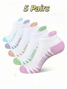 5/10 Pairs Women's Sports Ankle Socks, Compression Running Socks, Comfortable And Soft - Multicolor - View 9