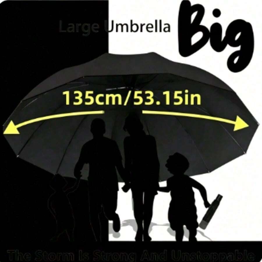 Double Layer Reinforced Windproof Umbrella, Unisex Fashion Business Folding Umbrella, Travel Essential Waterproof Windproof Umbrella - Umbrella - View 1