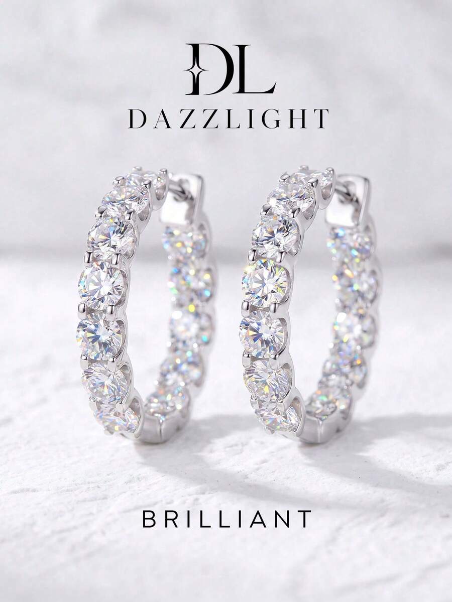 1pc Moissanite Earrings Stylish Bullhead Full Pave Diamond Earrings Perfect For Women's Parties And Weddings - Full Diamond Moissanite Earrings - View 1