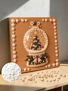 Handmade Pearl Painting Set With Frame, Crystal Ball Pattern Design, Full Set Of Hand Tools, Drill Pen, Rubber Plate, Latest Frame Art, Christmas Gift. - A - View 2