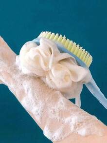 1pc Double-Sided Long Handle Bath Brush, Soft Bristle Brush Head With Bath Sponge Ball 2-In-1 Design, Extended Curved Handle For Easy Back Cleaning Without Help, Soft And Dense Bristles For Rich Lather And Gentle Skin Cleansing, Home Bathing And Body Scrubbing Tool, Practical Shower Accessory For Student Dorms, Unisex Daily Bathing And Cleaning Essential, Bathroom Hanging Storage With Easy Drainage, Practical Bath Gift For Family And Friends - Multicolor - View 4