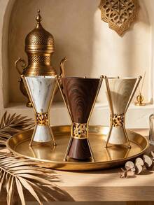 1pc Conical Metal Incense Burner With Delicate Wood Grain Texture. Sleek Minimalist Luxury Design. Builds Tranquil Aromatic Vibes For Home, Office, Yoga Spaces And Parties. Exquisite Craft, Tasteful Gift For All Occasions. - Incense Burner - View 7
