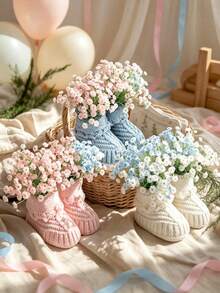 YIYIQCSJ Baby Shower Table Decor Set: Includes Crochet Baby Booties (Suitable For Neutral Color Gender Reveal Party Decoration) - Multicolor - View 8