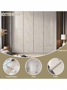 1 Piece Of Marble-Patterned Wallpaper, Suitable For Bathrooms, Dining Tables, Kitchen Doors, Cabinet Countertops, Self-Adhesive Furniture Decorative Stickers, PVC Material, Decoration Stickers, Peel-Off Type Wallpaper - A - View 6