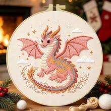 1PC 20*20cm/7.9*7.9in,Dragons Of Different Colours Embroidery Kit, DIY Handmade Embroidery Set For Adult Beginners, Home Gift, Women's Sewing Gift, Including User Manual, Printed Pattern Fabric, Embroidery Frame, Needle And Thread. - 20X20CM - View 7