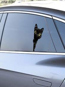Cute Peeking Black Cat Car Sticker, 2D Flat Vinyl Decal, Waterproof Animal Window & Body Decoration Sticker - General - View 4