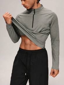 MASKERT Men's Long Sleeve Athletic T-Shirt, Daily Jogging Gym Training Sports Tee For Tennis Golf Rugby - Light Grey - View 10