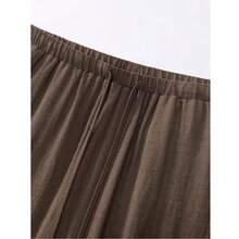 Plus Size Women's Breathable Wide Leg Pants, High Waist Loose Long Pants, Suitable For Office Commute And Casual Wear, Spring Autumn Winter - Mocha Brown - View 6
